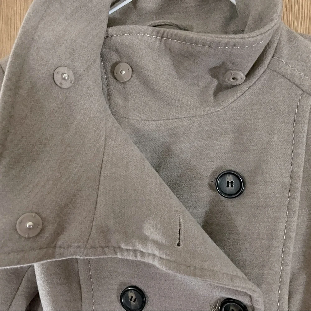 H&M Tan Warm Blazer Pea Coat with Snap Up Collar
